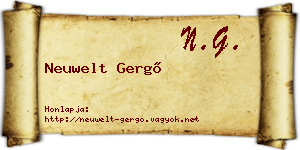 Neuwelt Gergő névjegykártya